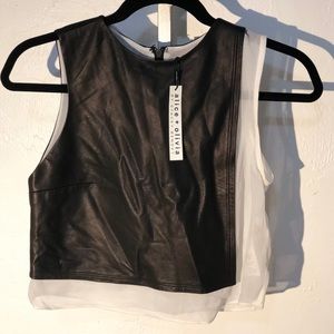 New with Tag Alice + Olivia Leather and Silk Top